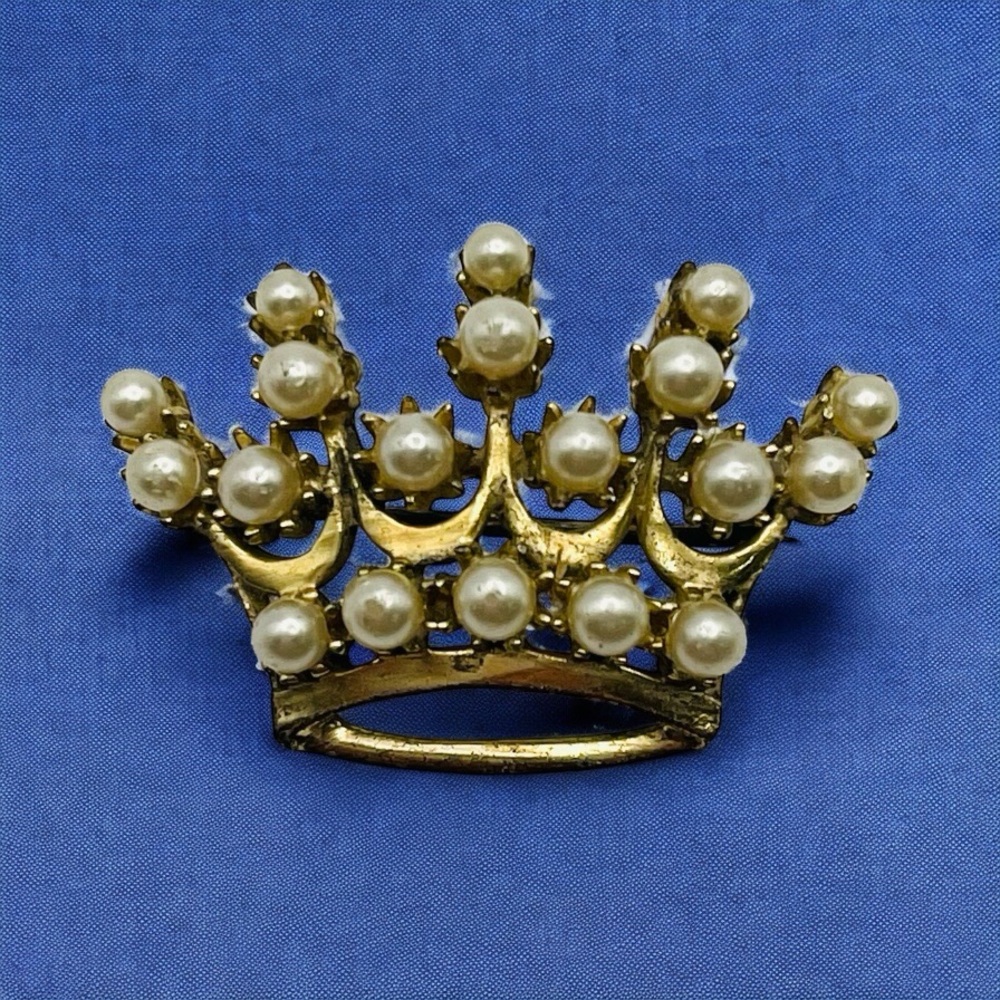 DeRosa Regal Crown Brooch Gold and Pearls Vintage Collectible - Picture 3 of 13